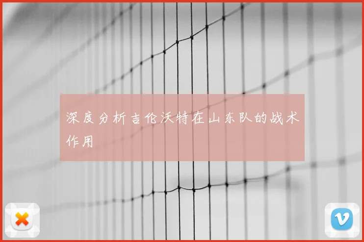 深度分析吉伦沃特在山东队的战术作用